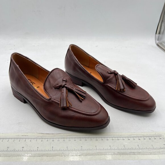 FSJ Brown Leather Tassel Loafers - Picture 4 of 8